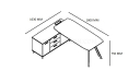 shop drawing of 6 feet office desk with side cabinet