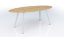 oval shape meeting room table in light oak finish