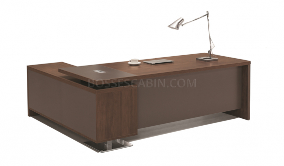 5 feet office table in walnut laminate with side cabinet