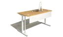 motorized height adjustable desk with light oak laminate worktop