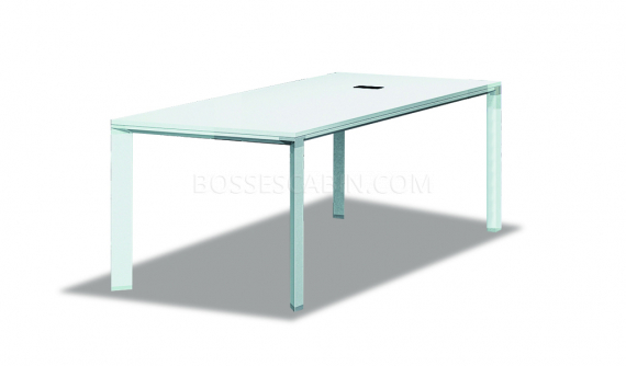 white discussion table with wirebox