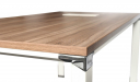 walnut top meeting table with white lacquered legs