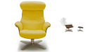 Lounge chair in yellow leather upholstery