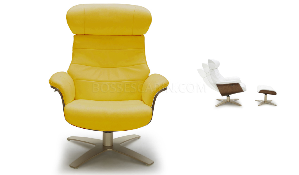 Recliner Chair And Ottoman Leather, Yellow Leather Recliner Chair