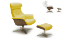 Recliner chair and ottoman in yellow leather